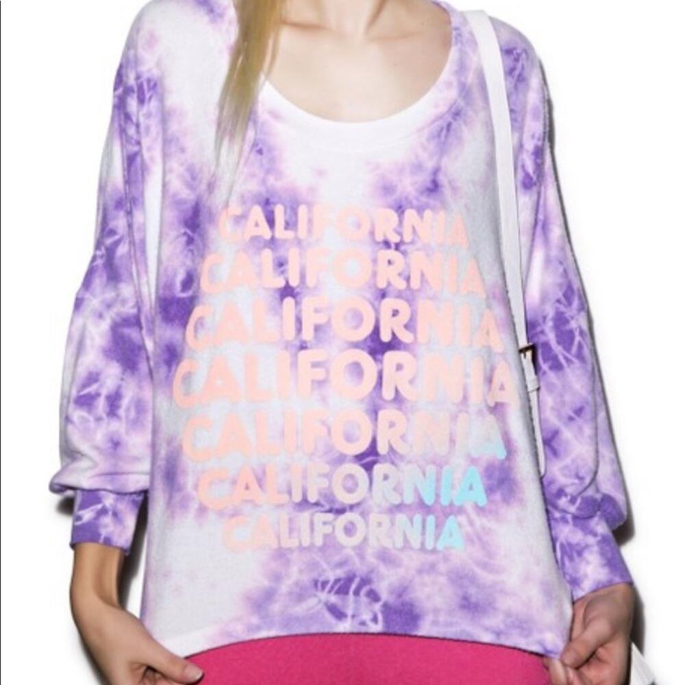 Wildfox California dreaming tye dye sweatshirt purple jumper oversized small